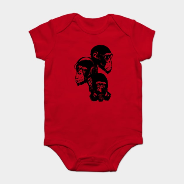 Three Monkey Baby Bodysuit by TurkeysDesign